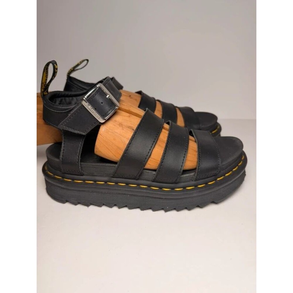 Dr. Martens Blaire Black Leather Strappy Platform Sandals - Women's Size 6 US